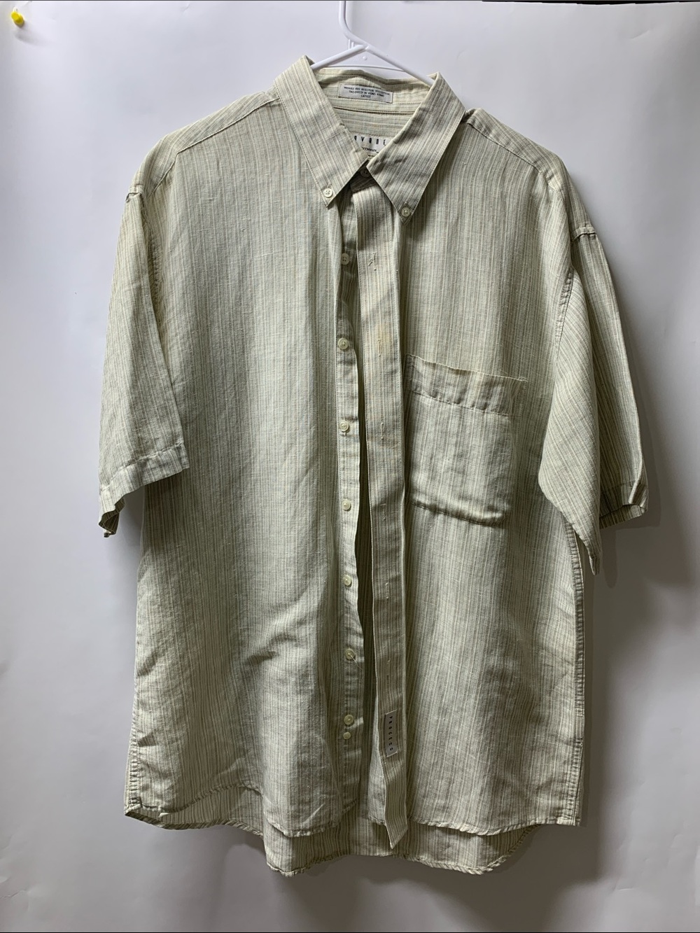 Savane Men's Short-Sleeve Button-Down Shirt - Light Beige Stripe